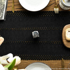 Artoid Woven Farmhouse Hollow Table Runner - Black / 12" x 120", Table Runner view 3