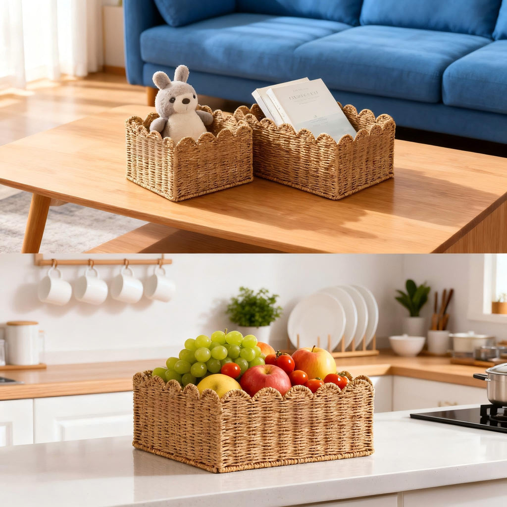 Quincry Scalloped Wicker Shelf Basket - view 8