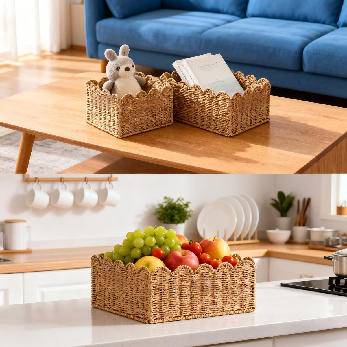 Quincry Scalloped Wicker Shelf Basket - view 8
