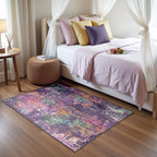 RELEANY Abstract Area Rug - Purple/Orange/Teal/Green/Red / 3' x 5' (Rectangular) view 2