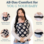 Ergonomic Hip-Healthy Baby Carrier, Front and Back Carry, 7-35 lbs - Black Floral view 3