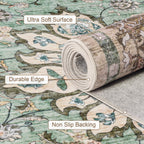 ExpediX Round Area Rug for Living Room: 6ft Boho Washable Rug – Brown Green