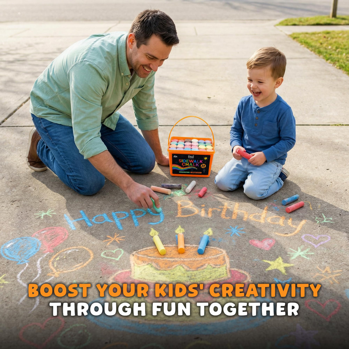 24 PCS Sidewalk Chalk for Kids - 13 Colors Chalk Bucket -Non-Toxic Washable (additional view 5)