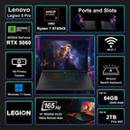 Lenovo Legion 5 Pro Gaming AI Laptop 16" WQXGA OLED 165Hz 1100nits HDR Peak AMD 8-core Ryzen 7 8745HX