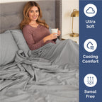 Full Size 4 Piece Sheet Set - Breathable & Cooling Sheets - Heathered Grey (additional view 3)