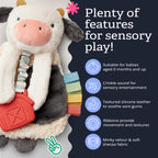 Itzy Ritzy Lovey Including Teether, Teething Relief, 0 Months & Up (Cow)