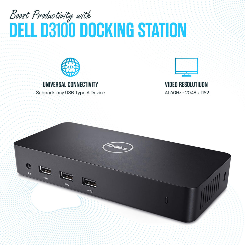 Koncept Dell D3100 USB 3.0 Docking Station, 65W 4K Triple Display Dual Monitor Dock