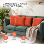 Native Fab Throw Pillow Cushion Cover for Sofa Couch Bed Comfort - Solid, Orange / 16" x 16" (Pack of 2) view 8