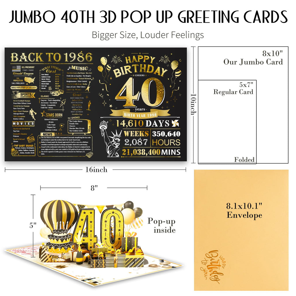 Birthday Card Gifts for Men Women, Large 3D Pop-up