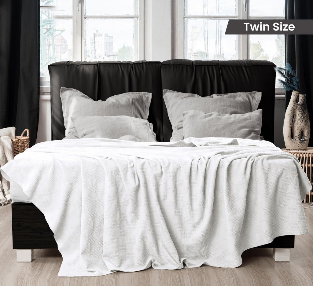 Utopia Bedding 100% Cotton Thermal Blanket Soft - White / Twin view 1