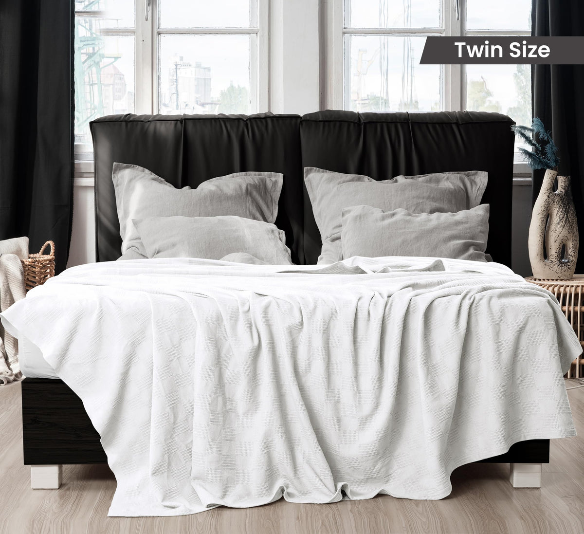 Utopia Bedding 100% Cotton Thermal Blanket Soft - White / Twin view 1