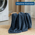 BEDELITE Travel Blanket with Bag, Jacquard Fleece Blanket 65"x40" - Navy view 8