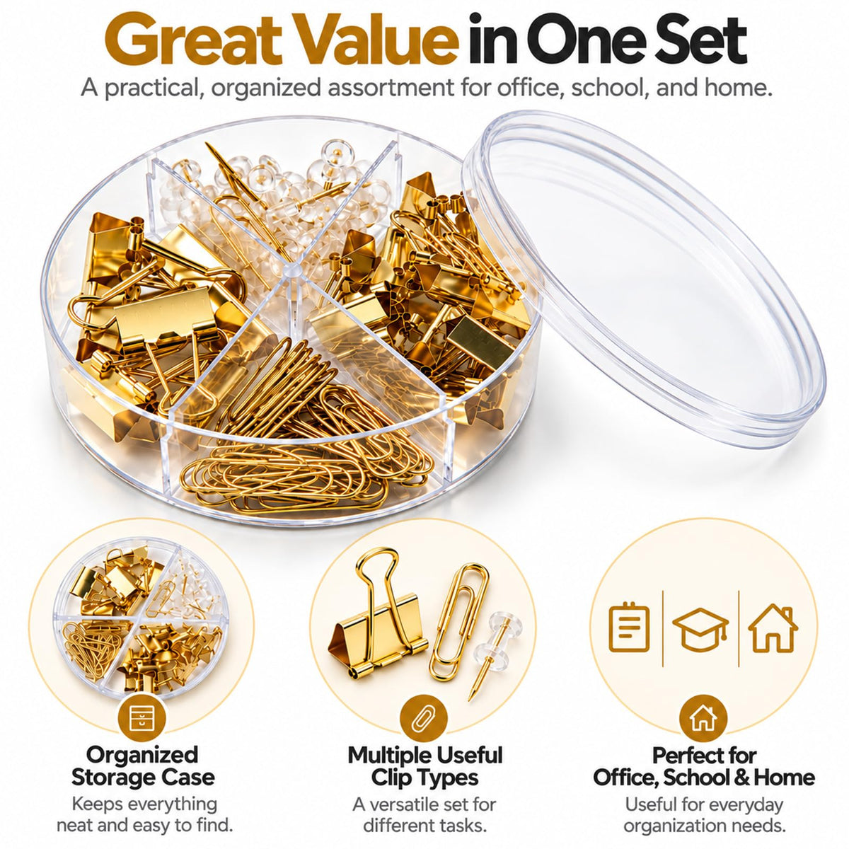 Creechwa Paper Binder and Clips - Gold / 72 / 1 Pack view 2