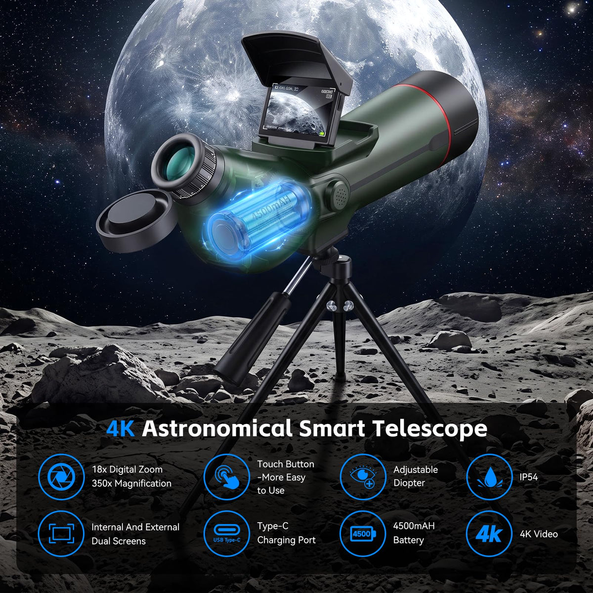 Digital Telescope,Professional Auto-Focus Digital Refractor Smart Telescope (additional view 1)