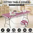 Smiry Rectangle Picnic Table Cloth - Burgundy and White / 96" x 30" (Rectangular) view 6