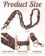 Geyoga Coffee Brown Scrunchie Teacher Lanyard for ID Badge, Stretchy Neck Key Lanyards (additional view 1)