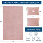 BEDELITE Travel Blanket with Bag, Jacquard Fleece Blanket 65"x40" - Pink view 4