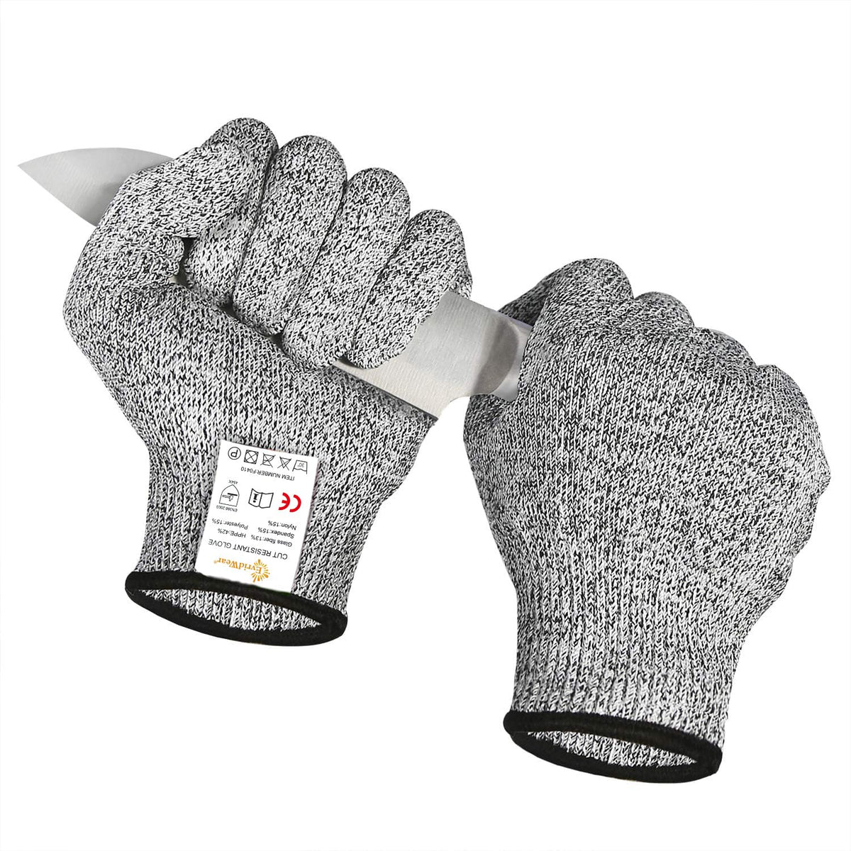 Evridwear Cut Resistant Gloves Food Grade Level 5 Kitchen Safety Protection - Gray / Medium (Pack of 1)