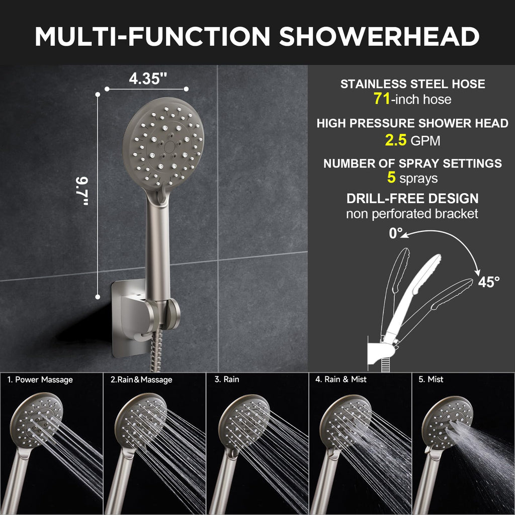 Veken Starlight 11.8" High Pressure Shower Head with Handheld, Easy Install (SHC5V417)
