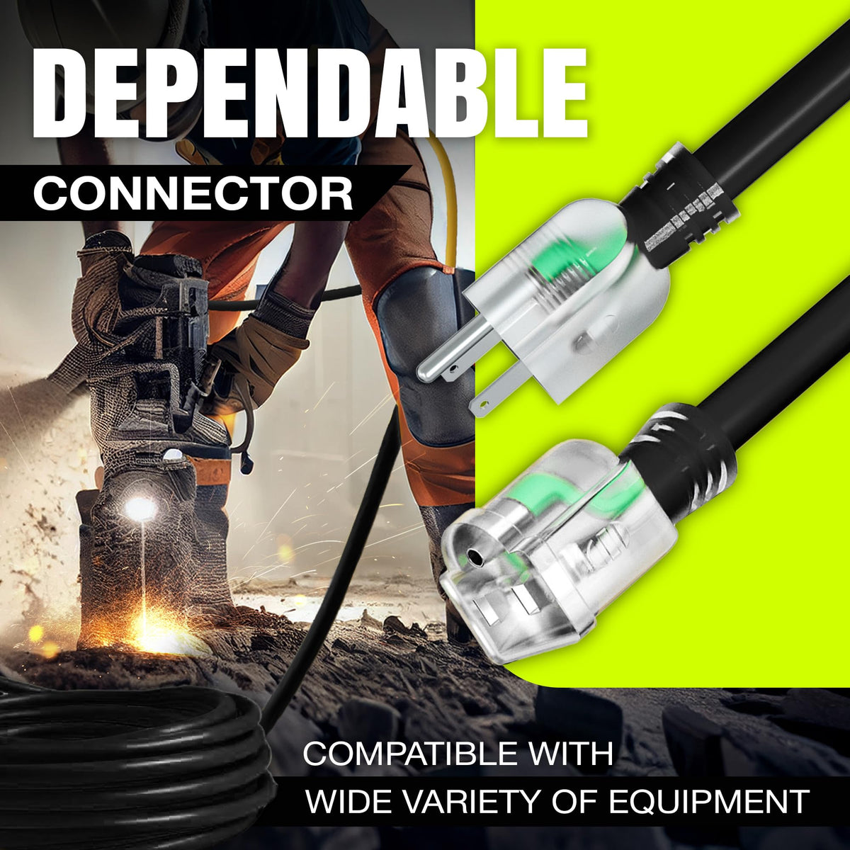 LifeSupplyUSA Outdoor/Indoor Extension Cord Heavy Duty 3 Prong SJTW - 75 FT / 16AWG view 3