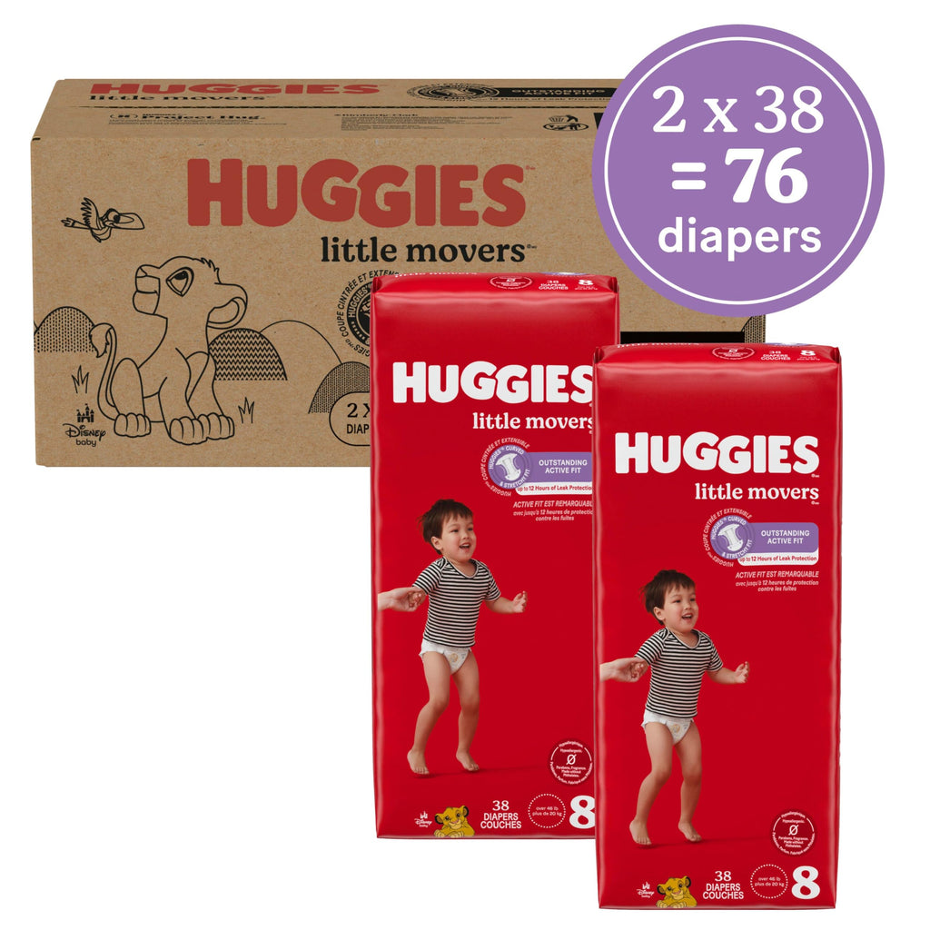 Huggies Little Movers Diapers Size 8, 76 Count (2 Packs of 38) (Pack of 76)