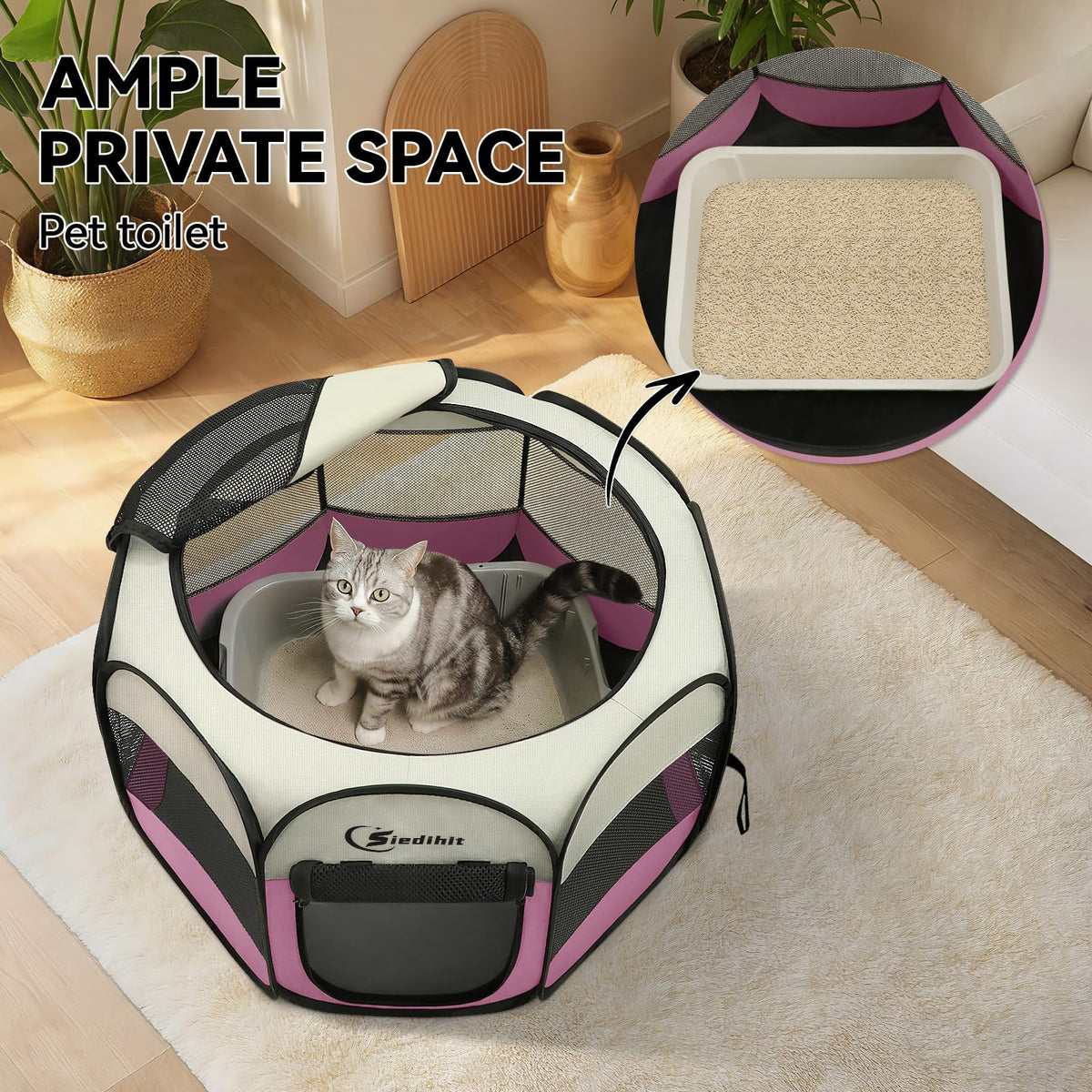 Siedihit Sieidihit Dog Cat Pet Playpen Puppy Crate Cage Indoor Outdoor, – Small Pink (SDUS1P1CWAG30S)