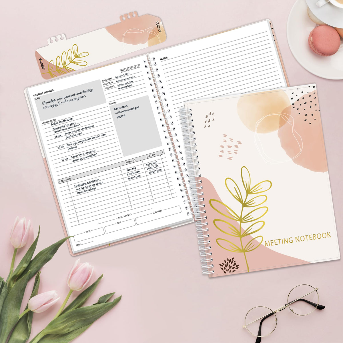 SUNEE Half Meeting Half Note - Professional Notebook for Work