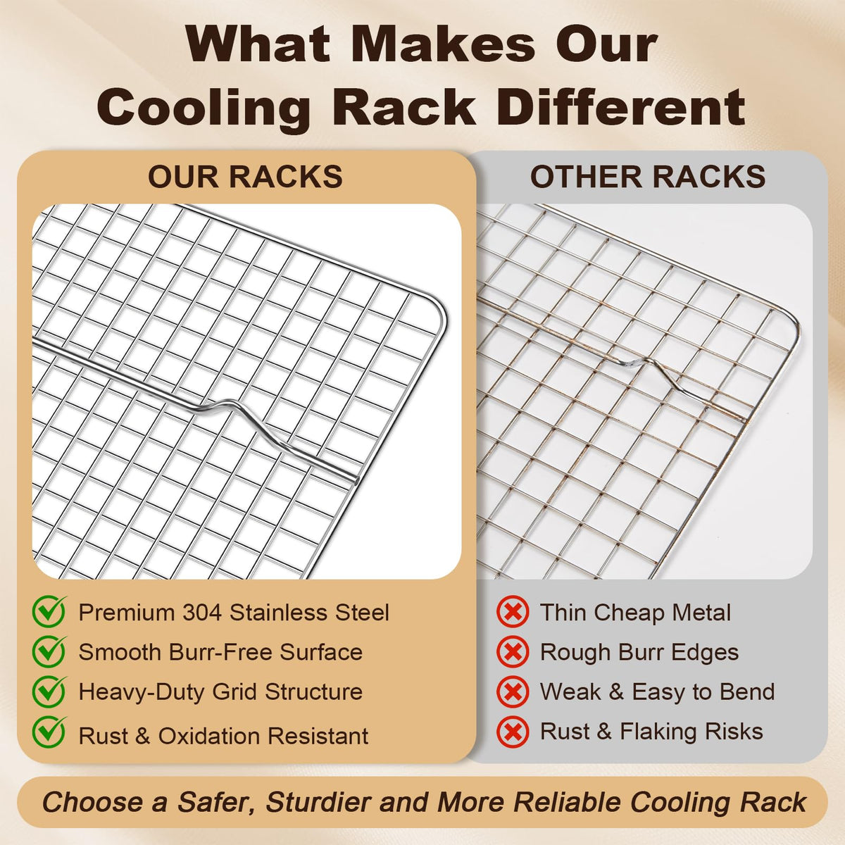 BRIOUT Cooling Rack for Baking - Silver / 8.5"x12"-2PC view 6