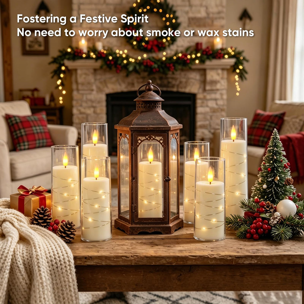 Raycare Flameless Candles with String Lights - 9pcs-Ivory view 2