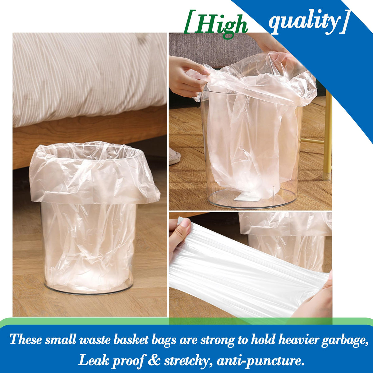 5 Gallon 80pcs (Fit 4.5-5.3 Gal) Small Clear Trash Bags Strong Garbage Bags, 18-20 Liter (additional view 4)