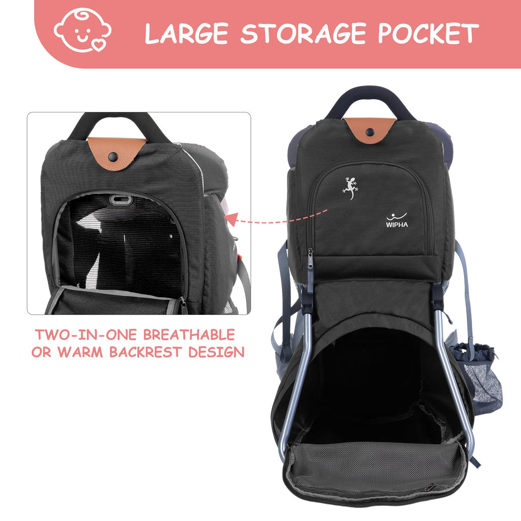 WIPHA Toddler Hiking Backpack Carrier - Black view 4