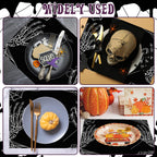 HINGTAI 4Pcs Halloween Skeleton Spooky Spider Black Placemats Set of 4, Suitable for (additional view 6)