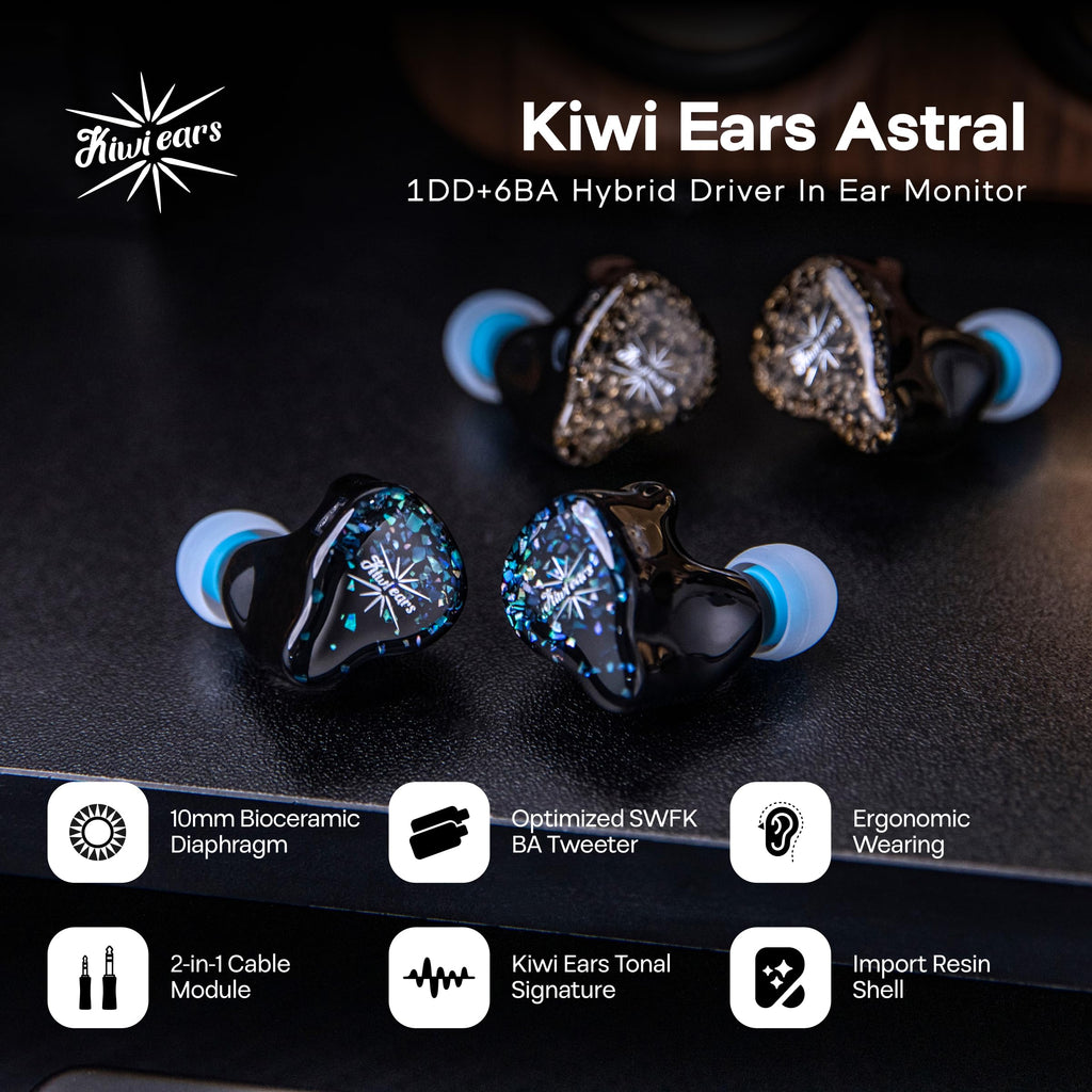 Linsoul Kiwi Ears Astral 1DD+6BA Hybrid in Ear Monitor - Blue view 1