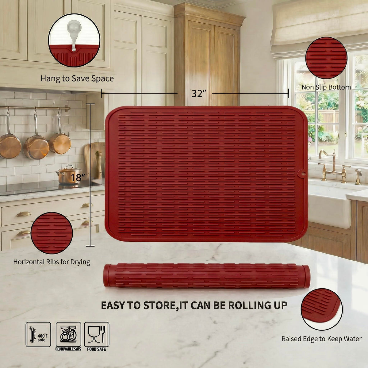 MicoYang Silicone Dish Drying Mat for Multiple Usage,Easy (additional view 1)
