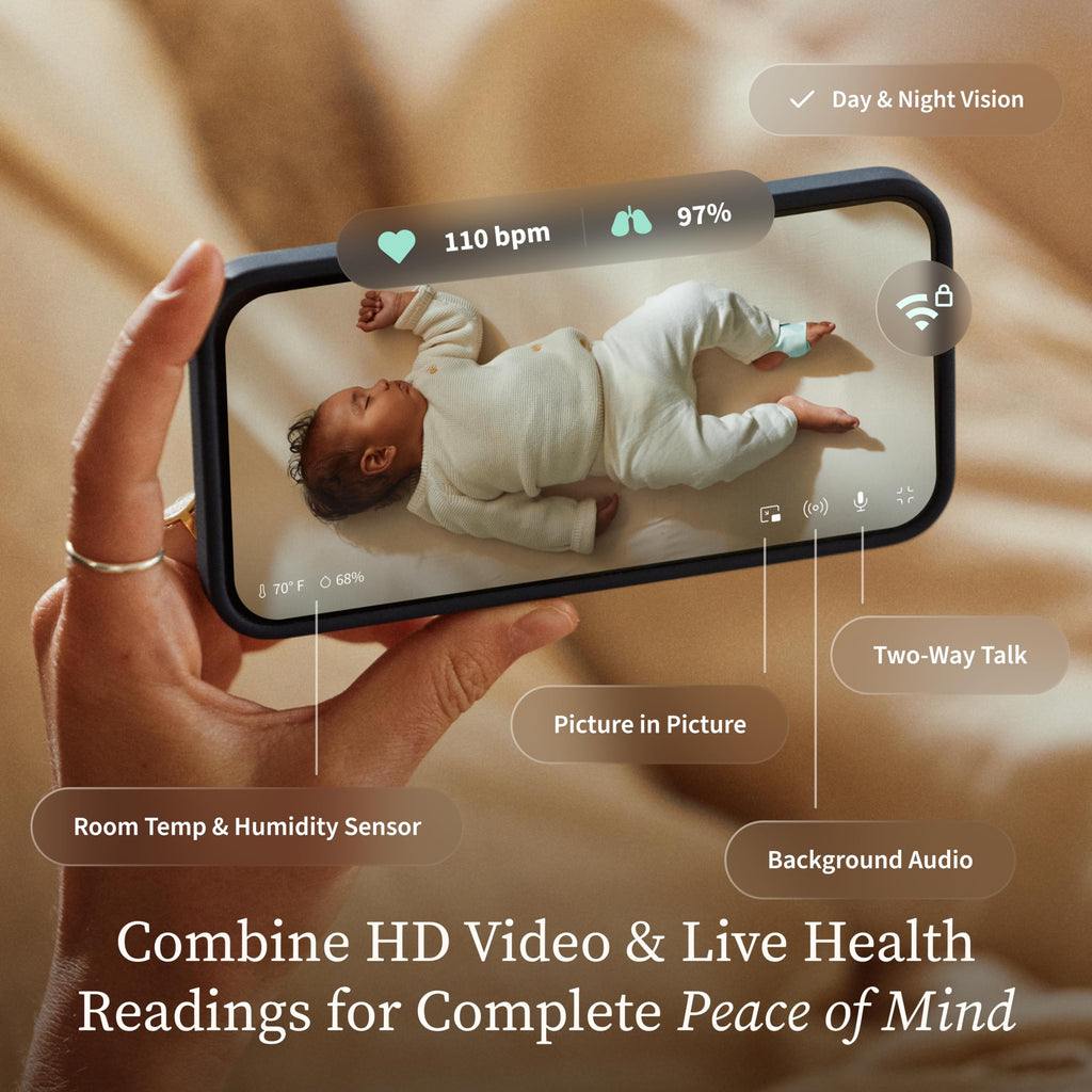 Owlet Dream Duo 3 Smart Baby Monitor System, Dream Sock + 2K HD Camera