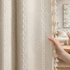 XOGUIBO Pinch Pleated Look Blackout Curtains 84 Inch Length, 2 Panels Linen Textured Boho Neutral Drapes for Living (Pack of 2)