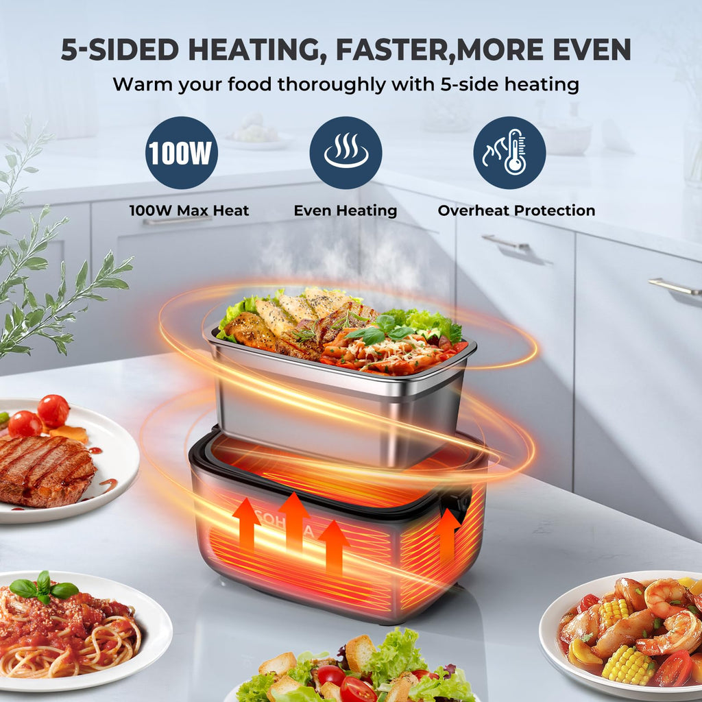 SOHIDA Cordless Heated & Electric Lunch Box for Adults (BX60)