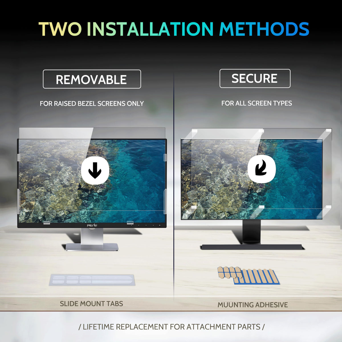 Peslv [2 Pack] 31.5 Inch Privacy Screen for Computer Monitor 16:9 Aspect Ratio, Eye Protection Anti Blue Light Glare