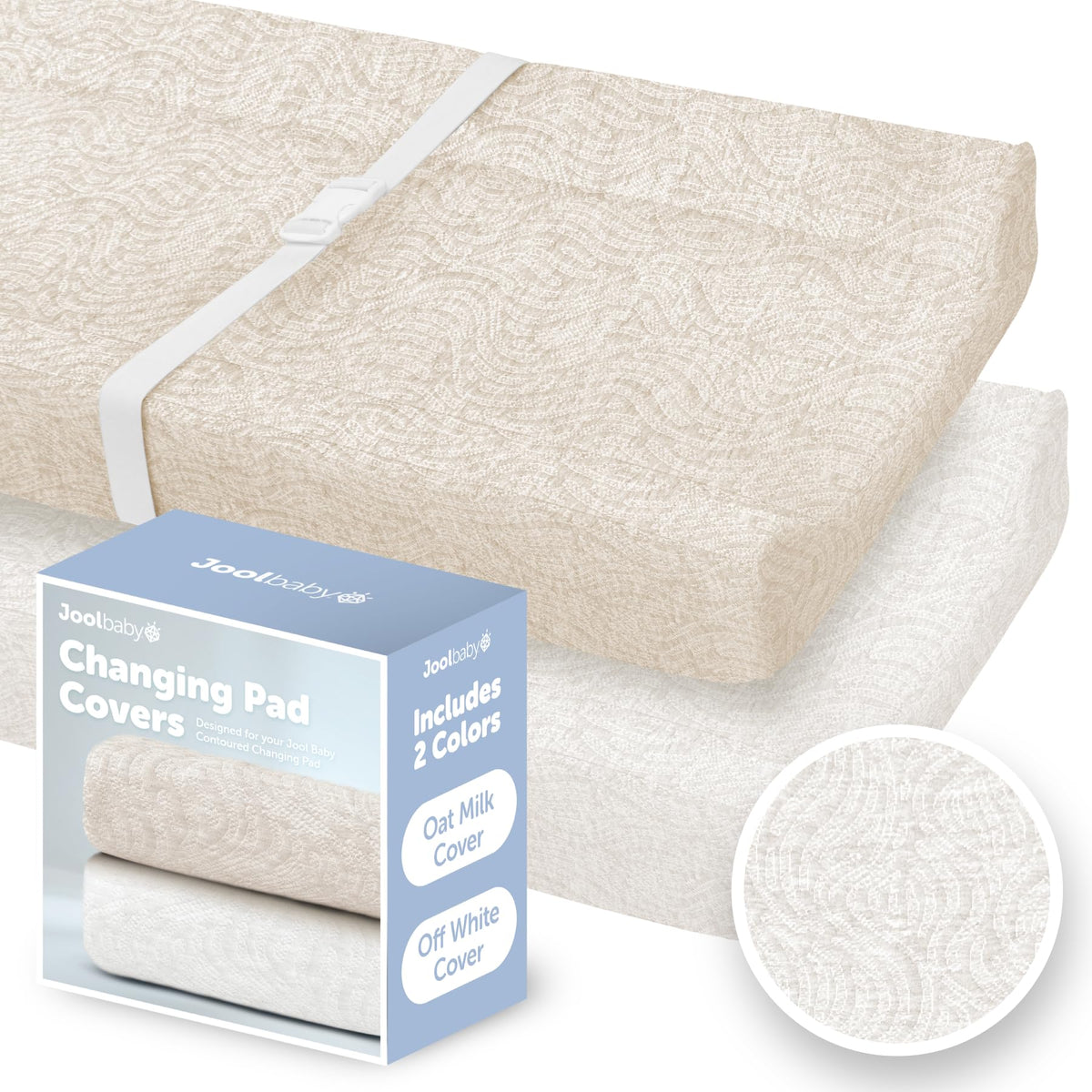 Jool Baby Changing Pad Covers - Off-White & Oatmilk - Wave