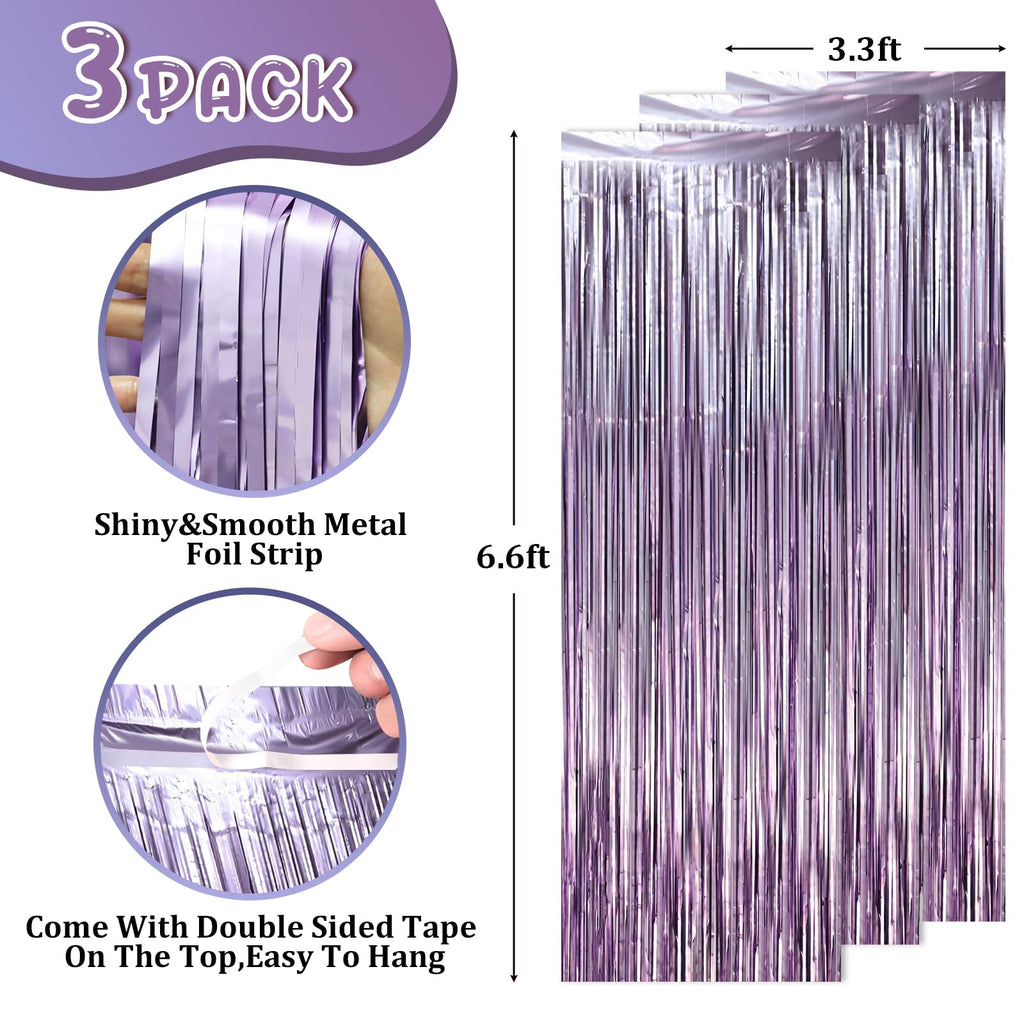 Voircoloria Foil Fringe Backdrop Curtains, 3.3x6.6ft