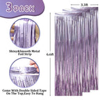 Voircoloria Foil Fringe Backdrop Curtains, 3.3x6.6ft