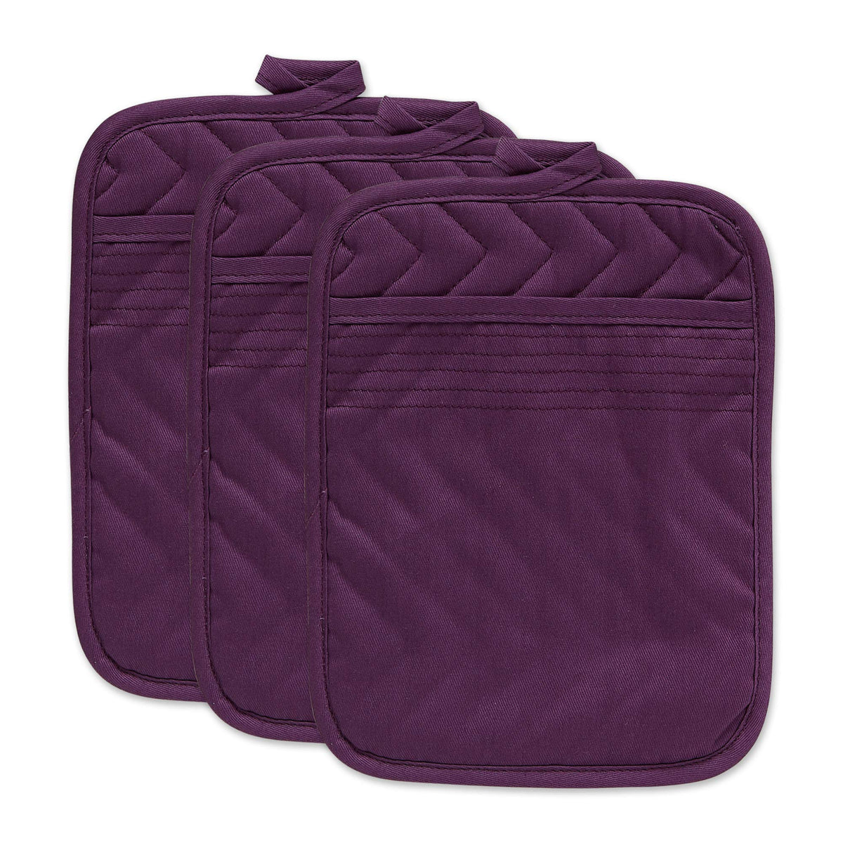 DII Cotton Quilted Pocket Pot Holde - Eggplant
