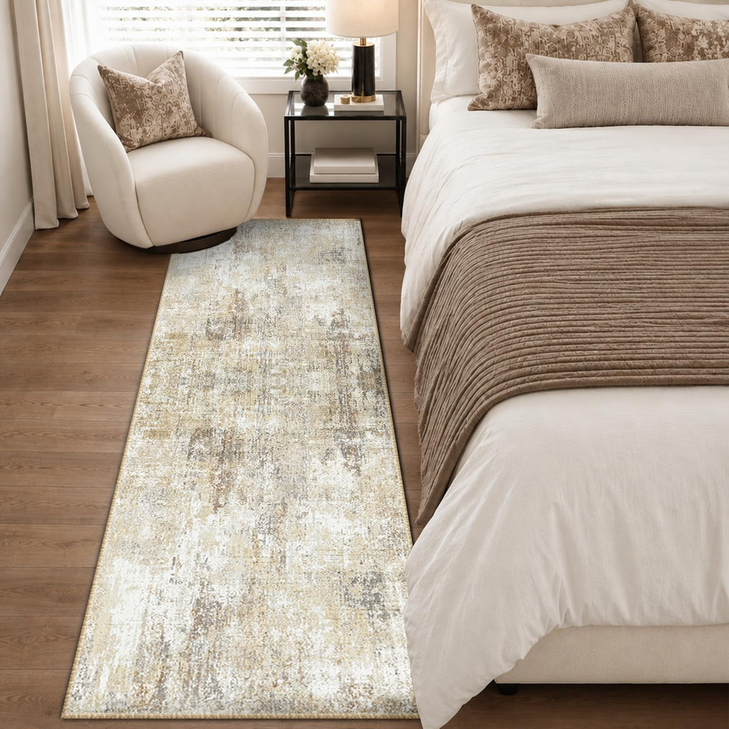 RELEANY Abstract Area Rug - Gray/Neutral Brown / 2' x 8' (Runner) view 3