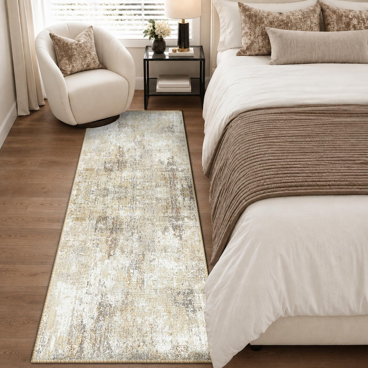 RELEANY Abstract Area Rug - Gray/Neutral Brown / 2' x 8' (Runner) view 3