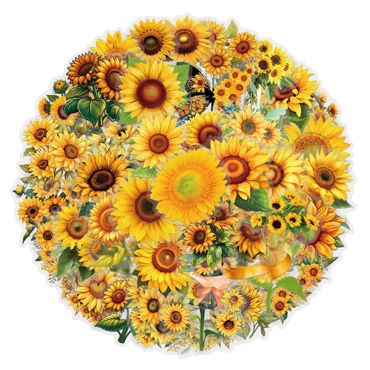 Sunflower Stickers 63Pcs Waterproof PET Sunflower Decals for Water Bottle Cartoon Plant (additional view 5)
