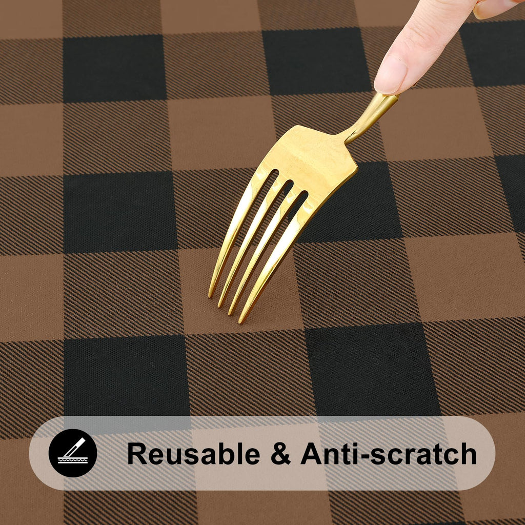 Smiry Rectangle Picnic Table Cloth - Black and Brown / 72" x 36" (Rectangular) view 5