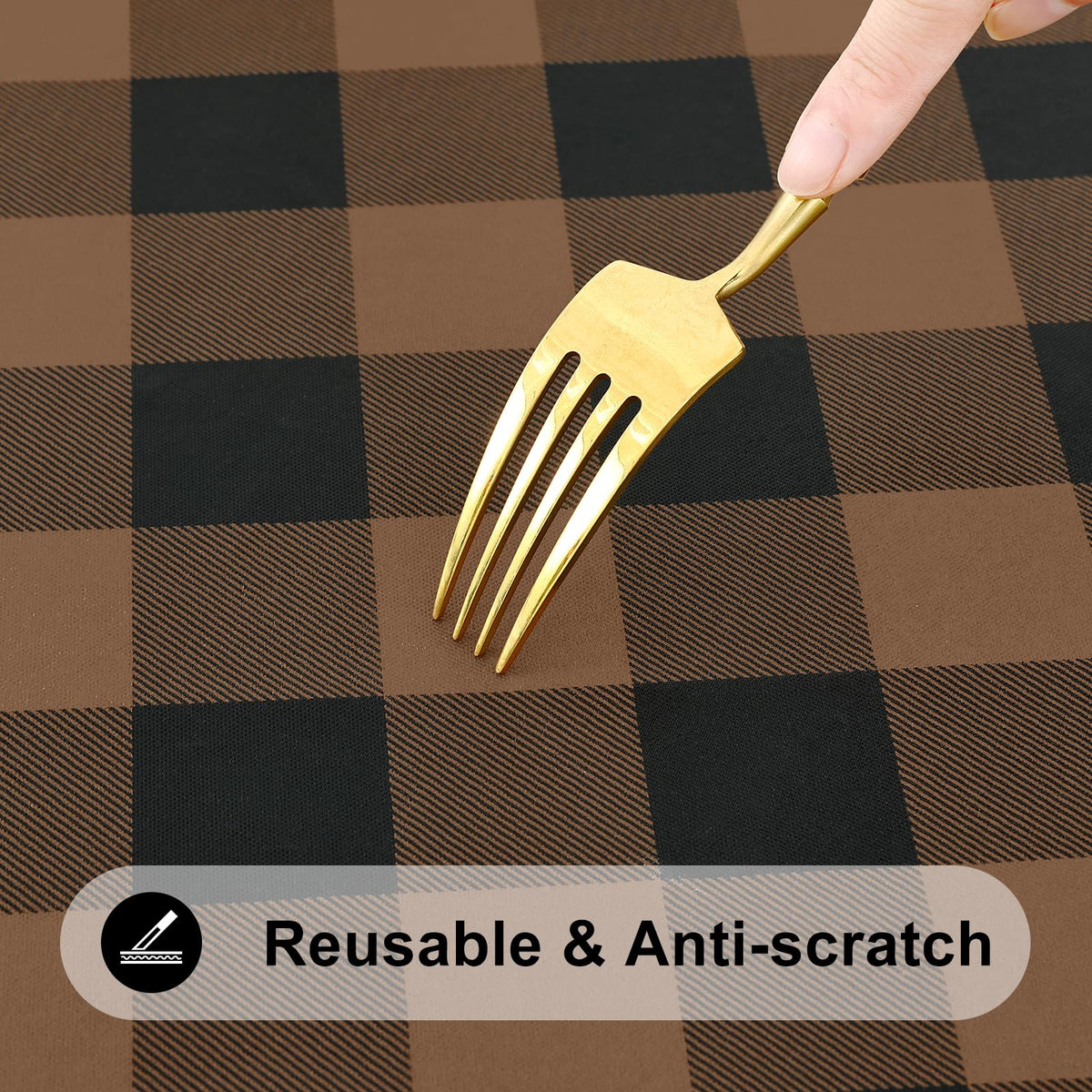 Smiry Rectangle Picnic Table Cloth - Black and Brown / 72" x 36" (Rectangular) view 5