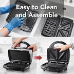OVENTE Electric Sandwich, Panini and Waffle Maker Set, Black GPI202B (additional view 6)