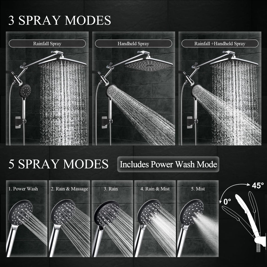 Veken 14" Wide Rain Shower Head with Handheld,Full Body Coverage & Spa-Like (SHC5V404)