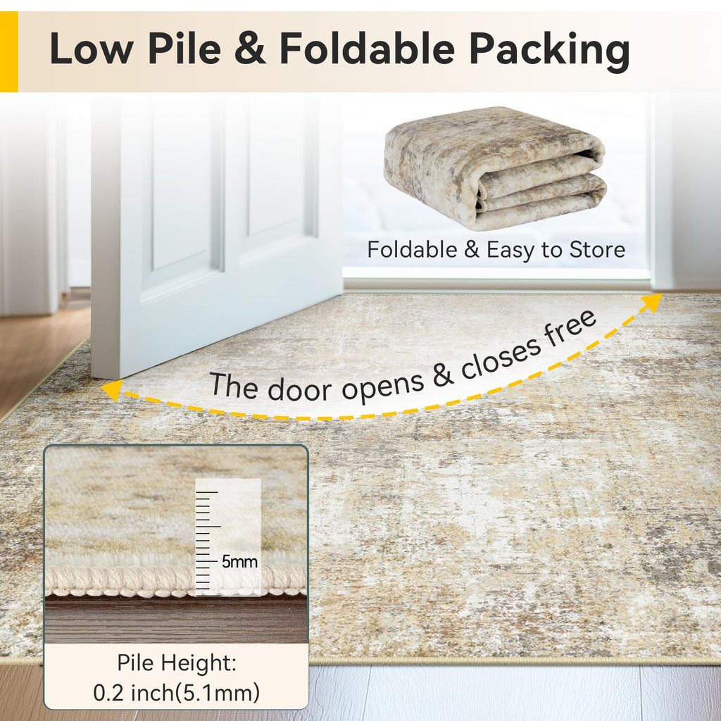 RELEANY Abstract Area Rug - Gray/Neutral Brown / 2' x 8' (Runner) view 7
